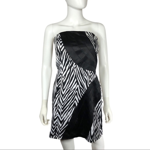 Wishes Zebra Print Strapless Body Con - Picture 1 of 8